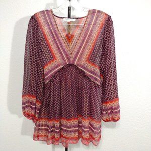 Rose & Olive | Sz: Small | Long Sleeve Boho Top